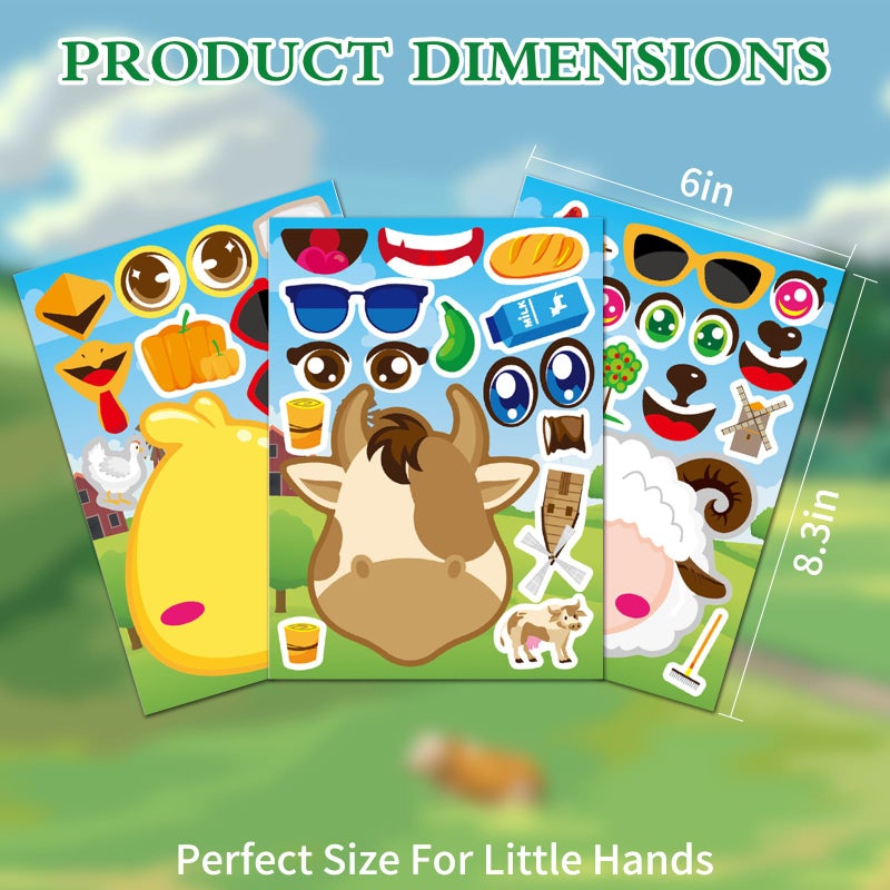 Ozepao 36 Pcs Farm Animals Make-A-Face Sticker Sheets | Mix & Match Your Own Farm Animal Stickers for Kids Ages 2-6 | Farm Animal Party Supplies  Birthday Decorations  Crafts & Activities - Image 5